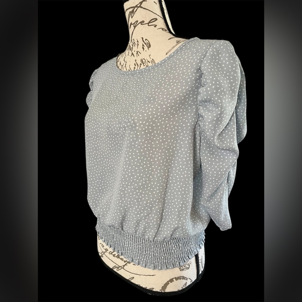 Paper Crane Gray Polka Dot Blouse